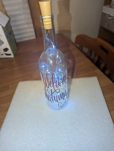 Welcome Autumn Wine Bottle with Cork Light Decor - Picture 1 of 1