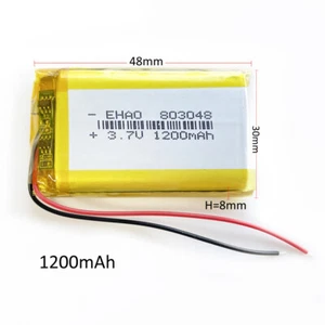 3.7V 1200mAh LiPo Polymer Rechargeable Battery 803048 For Smart Watch GPS Camera - Picture 1 of 10