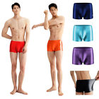 AMORESY Ice Silk Men Shiny Boxer Shorts Stretch Underwear Sports Fitness Running