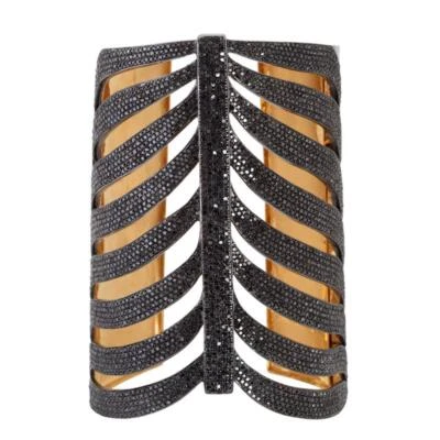 21.99ct Tratados Diamante Negro Elegante Brazalete 925 Plata de Ley - Imagen 1 de 3