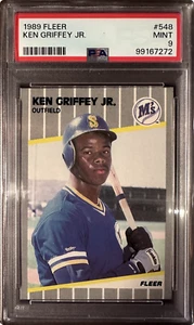 1989 KEN GRIFFEY JR. FLEER #548 - ROOKIE (RC) - PSA 9 - Picture 1 of 2