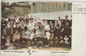 1907 GREECE TURKEY THESSALONIKI GREEK VILLAGES COSTUMES - Picture 1 of 2