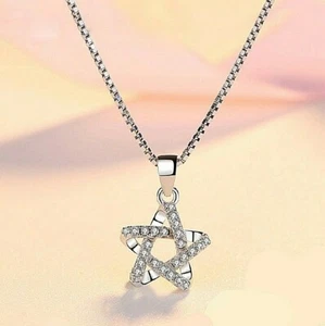 Collar y Collar Colgante Estrella de Plata Esterlina 925 Clásico PLATA SÓLIDA REAL - Imagen 1 de 7