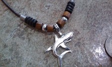 Choker Necklace Special beaded shark Mens Surfer Beach Genuine Leather