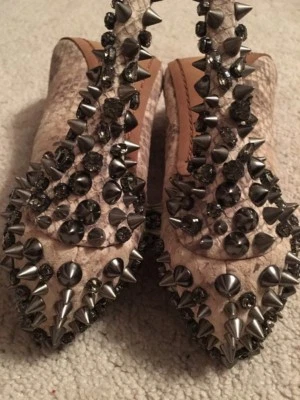 Sam Edelman Lorissa Snake Crystal Studded Peep Toe High Heel Shoes Size 8.5 $250 - Image 1 of 4