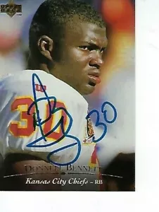 DONNELL BENNETT SIGNED 1995 UPPERDECK #223 - KANSAS CITY CHIEFS - Foto 1 di 1