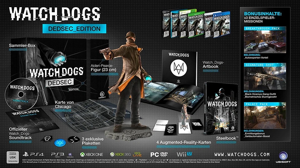 Watch Dogs Dedsec Edition inkl Aiden Pearce Figur Steelbook XB1 XBOX One NEU OVP - Bild 1 von 1