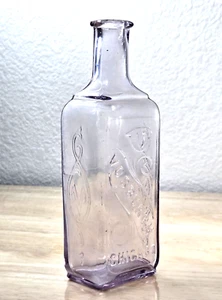 Botella antigua de amatista de lujo de la década de 1890 7” champú de quinegg cosmético Vosburgh Chicago - Imagen 1 de 16
