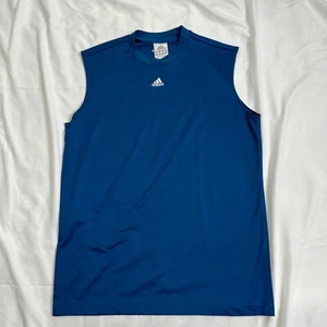 ADIDAS Blue Men's Sleeveless Sweatshirt Size Medium Active Tank Top - Foto 1 di 11