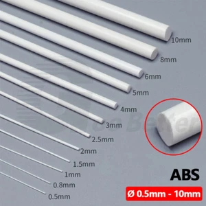 Ø 0.5mm-10mm Solid Round ABS Plastic Rod Bar White Length 250mm Model Craft DIY - Picture 1 of 12