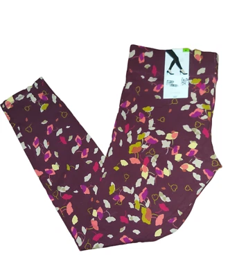 Женщин Mixit полная длина цветочный ретро лепестки эластичной леггинсы красный бордовый S M (R1) - Изображение 1 из 3