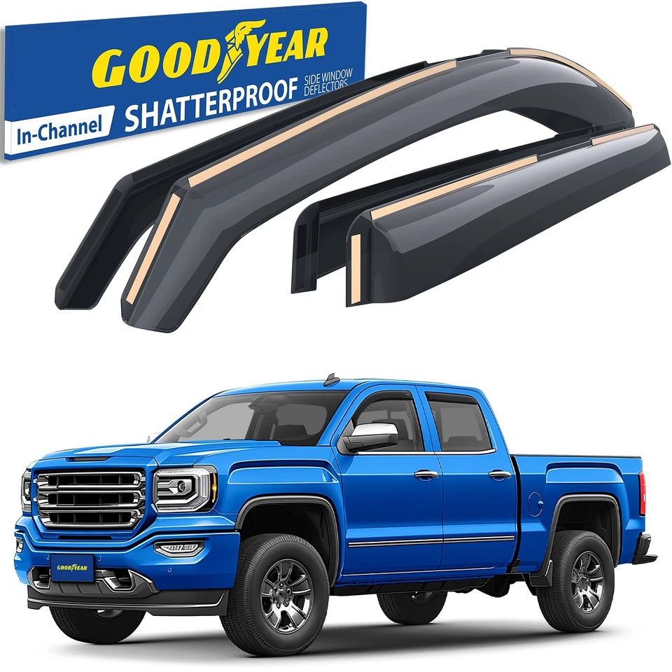 Parasoles de lluvia protectores de viento para GMC Sierra 1500 2014-2018 doble cabina Foto 1 de 4