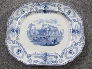 Antique Jamieson Bo`ness Blue & White Transferware "Modern Athens" Platter c1850 - Picture 1 of 8