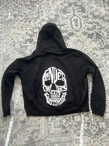 Fender Skull Hoodie Logo Men's XXL 2XL Full Zip Guitar Rock N Roll Black Hooded - Picture 1 of 18