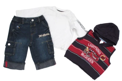 C&A Disney 3tlg Set Jeans-Hose Langarm-Shirt Kapuzen-Weste Junge Gr. 68 Cars - Bild 1 von 2