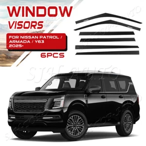 Black Car Window Visor Vent Sun Rain Guard 6pcs For Nissan Armada Y63 2025-2026 - Picture 1 of 5