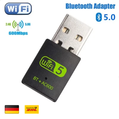 PIX-LINK Bluetooth Dongle + WLAN Dual Band USB Stick Ac600Mbit/S Adapter PC, Windows