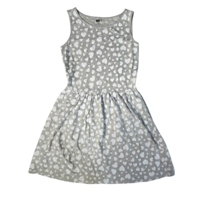 Crazy 8 Girls Sleeveless Gray Hearts Aline Dress Sz XL/14 Knee Length Summer - Image 1 of 4