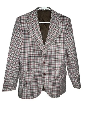 Chaqueta Blazer Towncraft JCPenney Vintage Años 70 Multicolor A Cuadros Tejida Foto 1 de 4