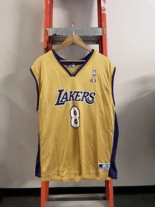 Rare Vintage 90s Champion Los Angeles Lakers Kobe Bryant 8 Gold Jersey Men 48 XL - Picture 1 of 2