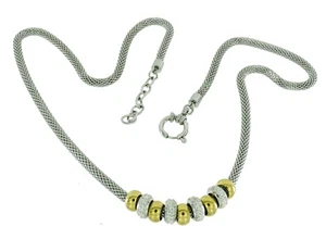 SMichael Designs Stainless Steel Popcorn Chain W/Rondels and Crystals Necklac... - Picture 1 of 2