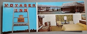 Voyager Inn Illinois Hotel Room 3 vedute ~ cartolina anni 50-60 - Foto 1 di 7