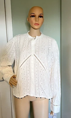 Haut perlé broderie Zara neuf avec étiquette, le chemisier magnolia, blanc, XL - Photo 1/4