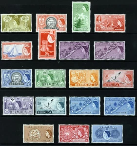 BERMUDAS Queen Elizabeth II 1953-62 Juego Pictórico a 10/- SG 135 a SG 149 COMO NUEVO - Imagen 1 de 2
