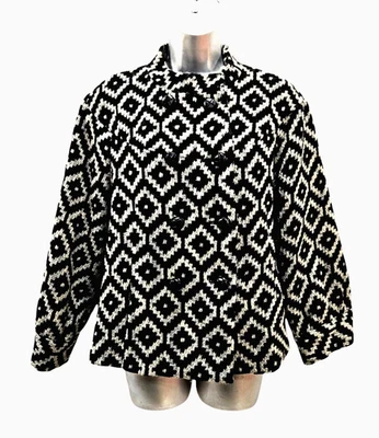 Chaqueta Chaquetón L.AMB by GWEN STEFANI Vintage Y2K Negra Gris Geométrica Lana 10 Foto 1 de 4