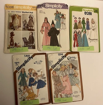 VTG Lot Of 5 Sewing Patterns Cut For Girls And Dolls 1976-1982 - Image 1 of 4