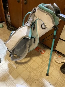 Top Flite Junior 3 Golf Club Set Stand Bag Jr Kids Right Hand RH Teal White - Picture 1 of 15
