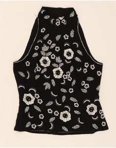 HEINE Womens Sleeveless Blouse Top UK 12 Medium Black Floral Polyester VX08 - Picture 1 of 3