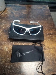NIKE ADRENALINE MI EV1134 144 Sunglasses White Frame Blue Lenses 65mm #K70 - Picture 1 of 6