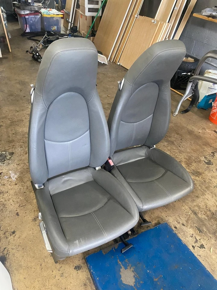  Porsche Cayman Boxster 987 2005-08 juego de asientos eléctricos térmicos de cuero gris Foto 1 de 4