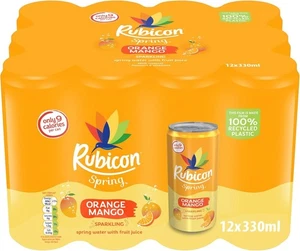 Rubicon Spring 12 Pack Orange Mango, Sparkling Spring 12 x 330ml Multipack Cans - Picture 1 of 6