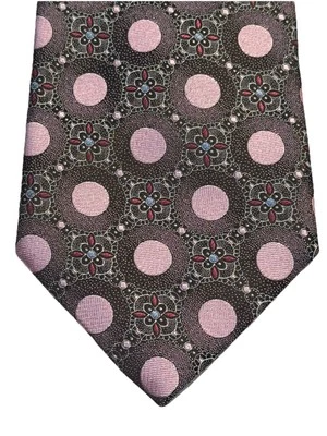 Corbata Tejida Ermenegildo Zegna Marrón Punto Rosa Seda Hecha en Italia Foto 1 de 4