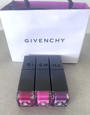 3 X Givenchy Lip Stain Pink Tint Encre Interdit # 07 +  03 + 04 + Gift Bag - Image 1 of 4