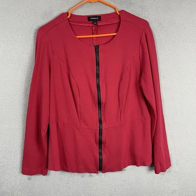 Torrid Jacket Womens Size 0 Red Zip Stretch Knit Long Sleeve Preppy - Image 1 of 4