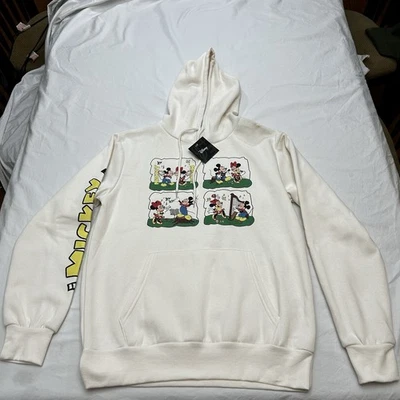Disney Mickey & Minnie Music NotesGraphic Hoodie Sweatshirt Unisex Medium Cream  - Image 1 of 4