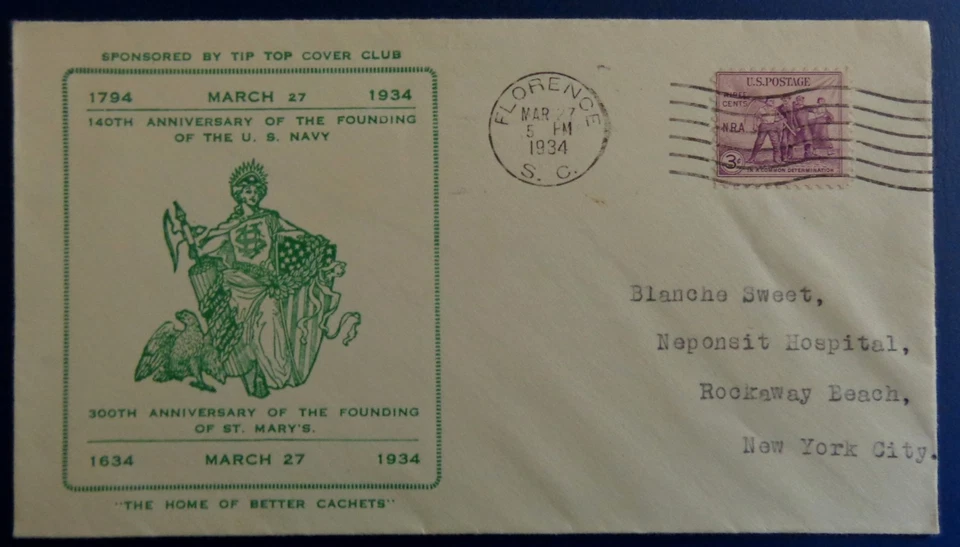 1934 - COVER - U.S.A., 140th ANNIV. OF THE FOUNDING OF THE U.S. NAVY - Image 1 of 1