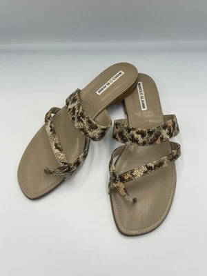 Sandalias planas Manolo Blahnik beige Susa estampado de leopardo talla UE 39 | EE. UU. 8,5 Foto 1 de 4