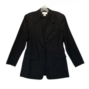 Vintage Casual Corner Blazer Womens 6 Black Linen Jacket Classic Business Office - Picture 1 of 14