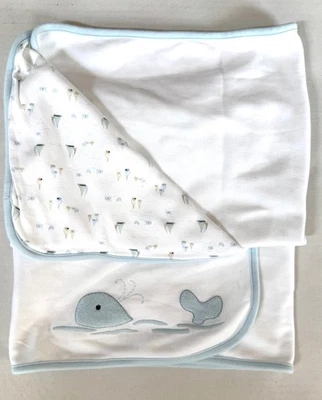 RARE 2006 Gymboree "Whale Harbor" Boats Blue Baby Layette Crib Stroller Blanket - Image 1 of 4