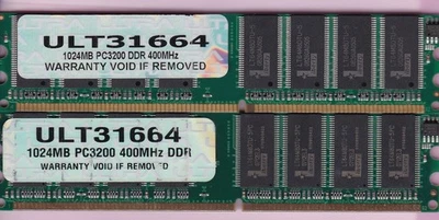 2GB 2x1GB PC3200 DDR-400 ULTRA ULT31664 Liberty DDR1 PC-3200 Desktop Memory Kit - Image 1 of 4