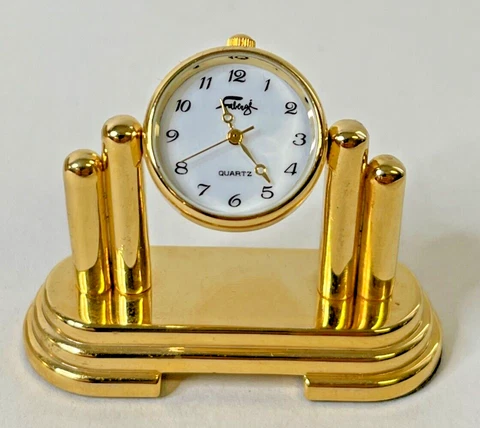 Faberge Gold  Small Standing  Desk Clock  Mint New Condition Cover