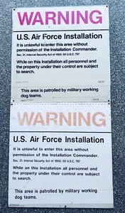 (2) Vintage WARNING U.S. Air Force Installation Metal & Aluminum Dogs(18" x 18") - Picture 1 of 4