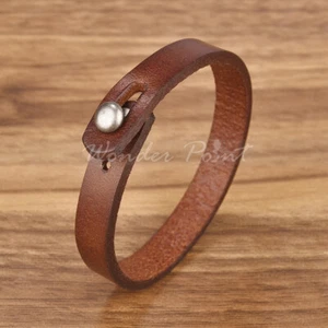 NUEVO Brazalete Pulsera Mujer Vaquero Cuero Genuino Negro - Imagen 1 de 21