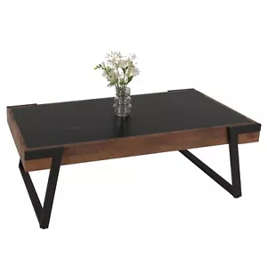 B-Ware Couchtisch MCW-L89, Sinterstein Marmor-Optik schwarz Holz dunkelbraun - Bild 1 von 9