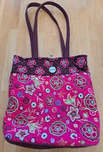 Longaberger Homestead Quilted Purse Shoulder Bag Floral Pink and Brown - Picture 1 of 12