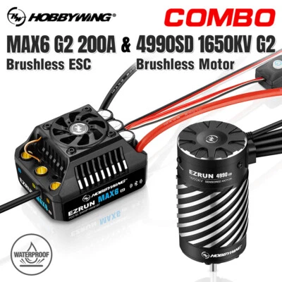 HOBBYWING EZRUN MAX6 G2 ESC Brushless 3-8S Lipo Motor Set for 1/6 1/7 1/8 RC Car - Image 1 of 4